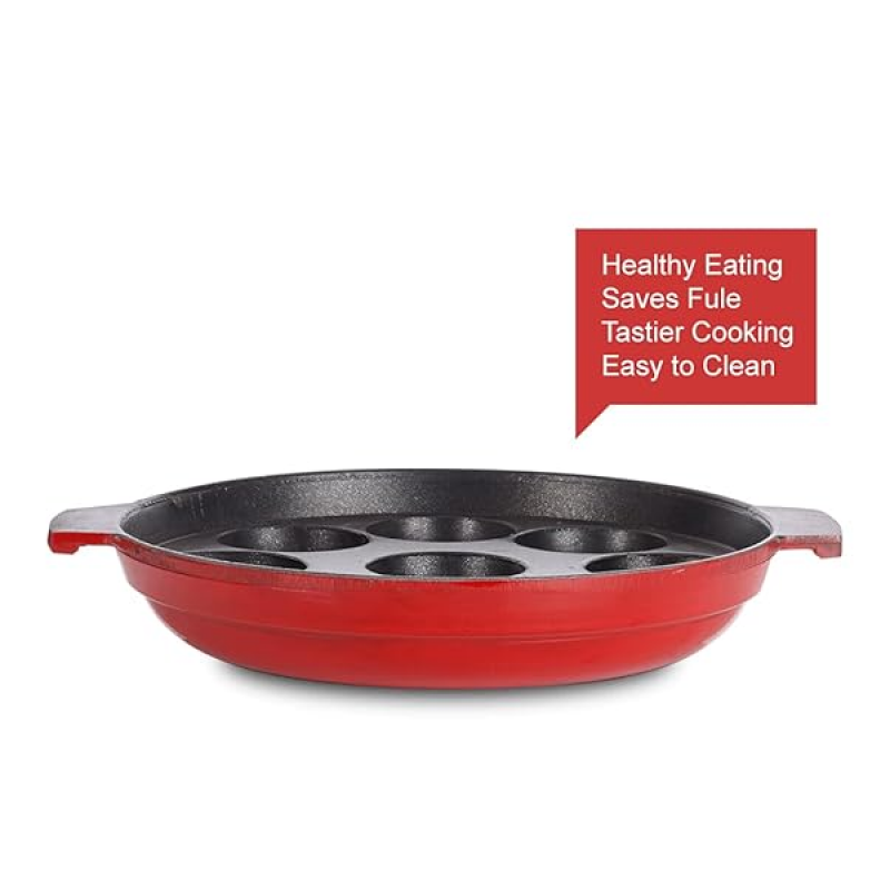 BlueBerry's | Paniyarakkal Maker Nonstick | 850 Gram | 9 Cavity | Red BlueBerry's | Paniyarakkal Maker Nonstick | 850 Gram | 9 Cavity | Red