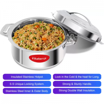 BlueBerry Hotpot Thermoware Casserole | 3500 ml | Stainless Steel BlueBerry Hotpot Thermoware Casserole | 3500 ml | Stainless Steel