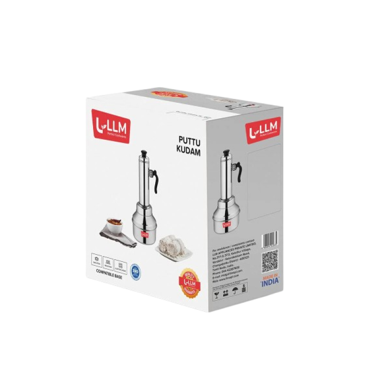 LLM Stainless Steel Puttu Kudam Puttu Maker | Steamer Plate and Steel Stick | 1.5 L | Silver LLM Stainless Steel Puttu Kudam Puttu Maker | Steamer Plate and Steel Stick | 1.5 L | Silver