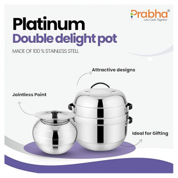 Prabha Double Delight Cook N Serve Thermal Rice Cooker | Stainless Steel | 1.5 kg