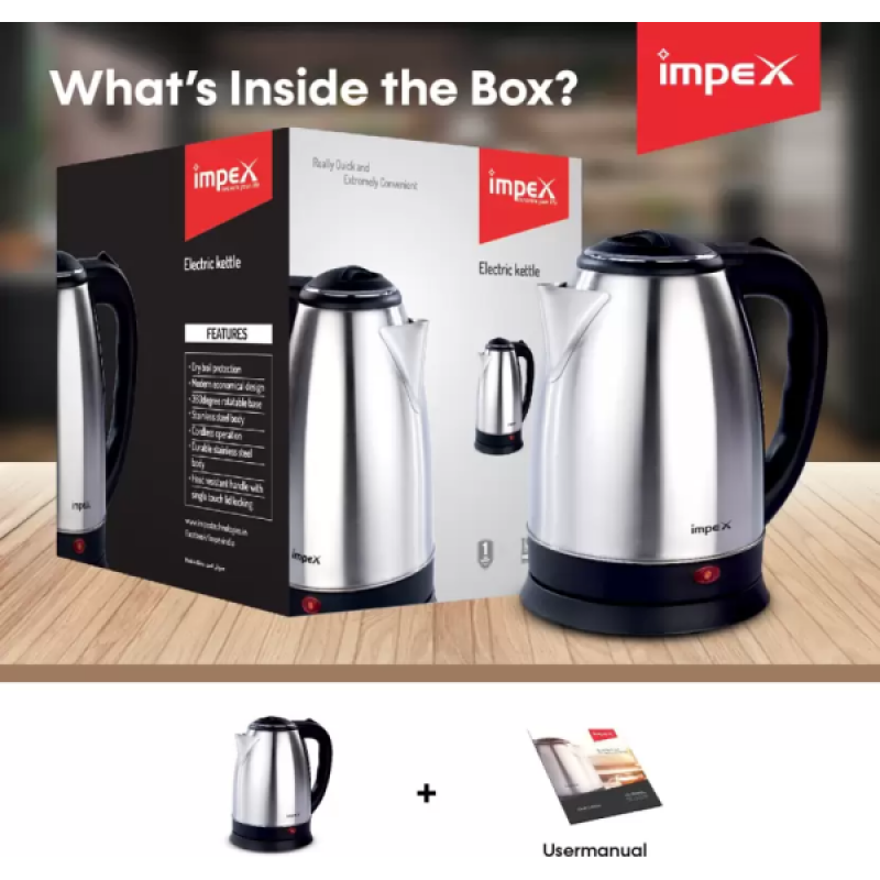 Impex STEAMER Stainless Steel Electric Kettle | 1.5 L | 1500 Watts | Silver | 1501 Impex STEAMER Stainless Steel Electric Kettle | 1.5 L | 1500 Watts | Silver | 1501