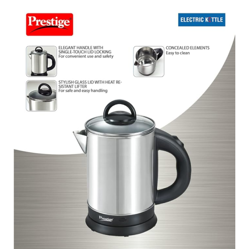 Prestige Stainless Steel Electric Kettle | 1.7 L | Silver and Black | PKGSS17 41573 Prestige Stainless Steel Electric Kettle | 1.7 L | Silver and Black | PKGSS17 41573