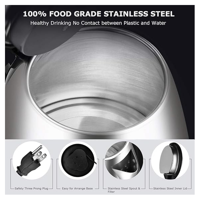 MR. BRAND | Stainless Steel Electric Kettle | Auto Shut Off | Multipurpose Extra Large Cattle | 1.5 Liter | Black MR. BRAND | Stainless Steel Electric Kettle | Auto Shut Off | Multipurpose Extra Large Cattle | 1.5 Liter | Black