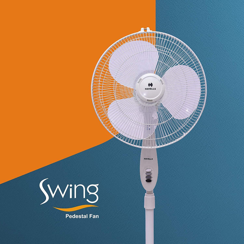 HAVELLS Swing Pedestal Fan | 400 mm | 3 Blade | White HAVELLS Swing Pedestal Fan | 400 mm | 3 Blade | White