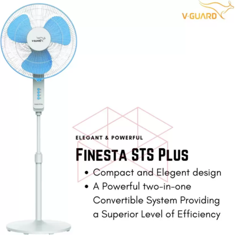 V-Guard Finesta STS Plus Pedestal cum Table Fan | 3 Blade | 400 mm | White Blue V-Guard Finesta STS Plus Pedestal cum Table Fan | 3 Blade | 400 mm | White Blue