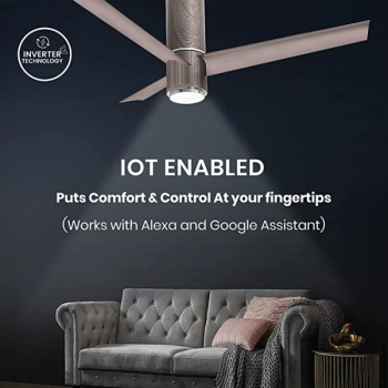 Orient Electric Aeroslim BLDC motor Smart Ceiling Fan with IOT | 1200mm | Remote & Under light | Champagne Brown