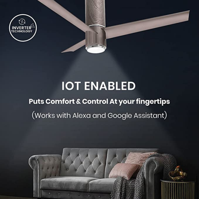 Orient Electric Aeroslim BLDC motor Smart Ceiling Fan with IOT | 1200mm | Remote & Under light | Champagne Brown