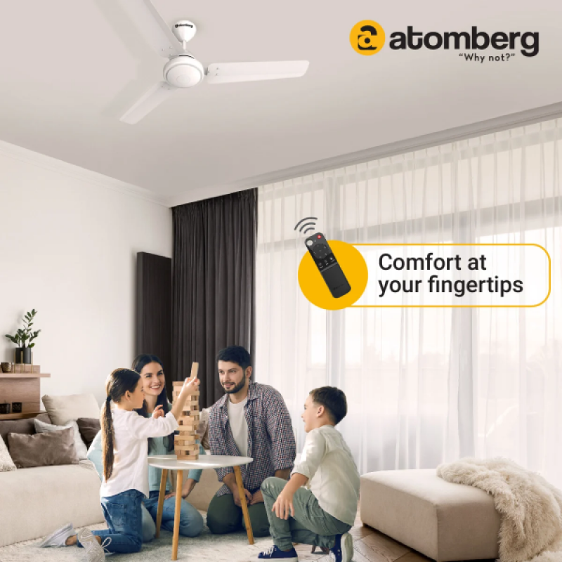 Atomberg Efficio Ceiling Fan | 1200 mm | 5 Star | BLDC Ceiling Fan with Remote Control | 3 Blade | White Atomberg Efficio Ceiling Fan | 1200 mm | 5 Star | BLDC Ceiling Fan with Remote Control | 3 Blade | White