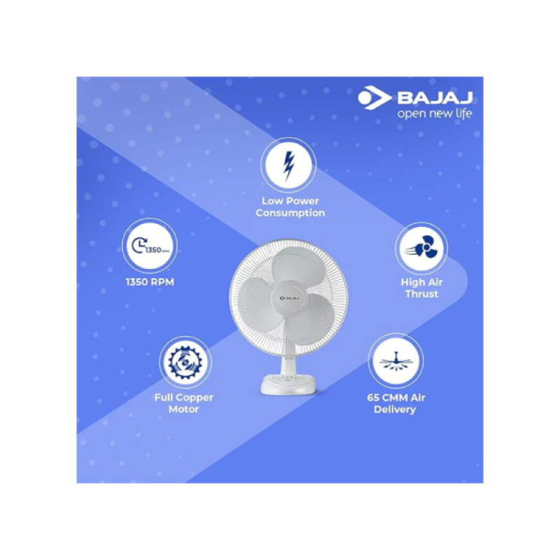 BAJAJ Esteem Table Fan | 400 mm | 3 Blade | White BAJAJ Esteem Table Fan | 400 mm | 3 Blade | White
