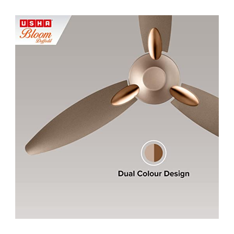 Usha Bloom Daffodil Goodbye Dust Ceiling Fan | 1250mm | Sparkle Golden and Brown Usha Bloom Daffodil Goodbye Dust Ceiling Fan | 1250mm | Sparkle Golden and Brown