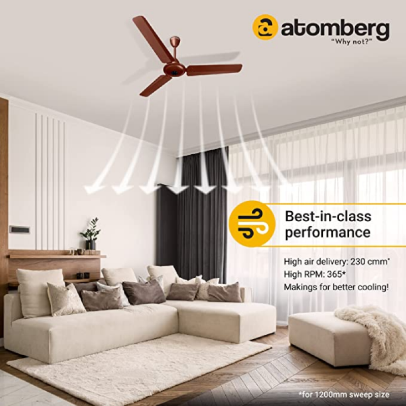 atomberg Ikano Ceiling Fan | 1200mm | BLDC Motor | Gloss Brown atomberg Ikano Ceiling Fan | 1200mm | BLDC Motor | Gloss Brown