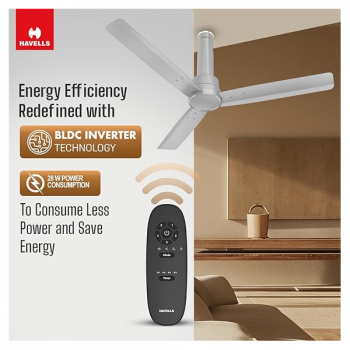 Atomberg Renesa Ceiling Fan with Remote | 3 Blade | 1200mm | BLDC Motor | White & Black