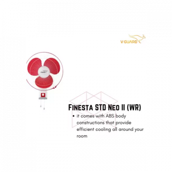 V-Guard Finesta STD Neo II | 400 mm | 3 Blade | Wall Fan | Red