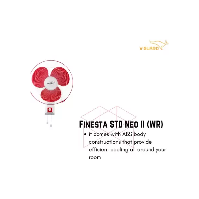 V-Guard Finesta STD Neo II | 400 mm | 3 Blade | Wall Fan | Red V-Guard Finesta STD Neo II | 400 mm | 3 Blade | Wall Fan | Red