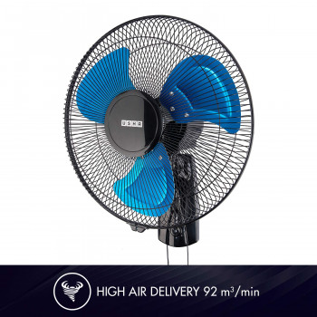 USHA Colossus Wall Fan | Rust Free Aluminium Blade | 400mm | Blue