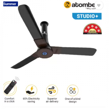 Atomberg Studio+ Ceiling Fan | 5 Star | 1200 mm | BLDC Motor with Remote | 3 Blade | Earth Brown Atomberg Studio+ Ceiling Fan | 5 Star | 1200 mm | BLDC Motor with Remote | 3 Blade | Earth Brown