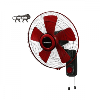 Blueberry OZON16 5 Leaf High Speed 400mm Wall Fan | Powerful Motor with Oscillation Control | Black Red
