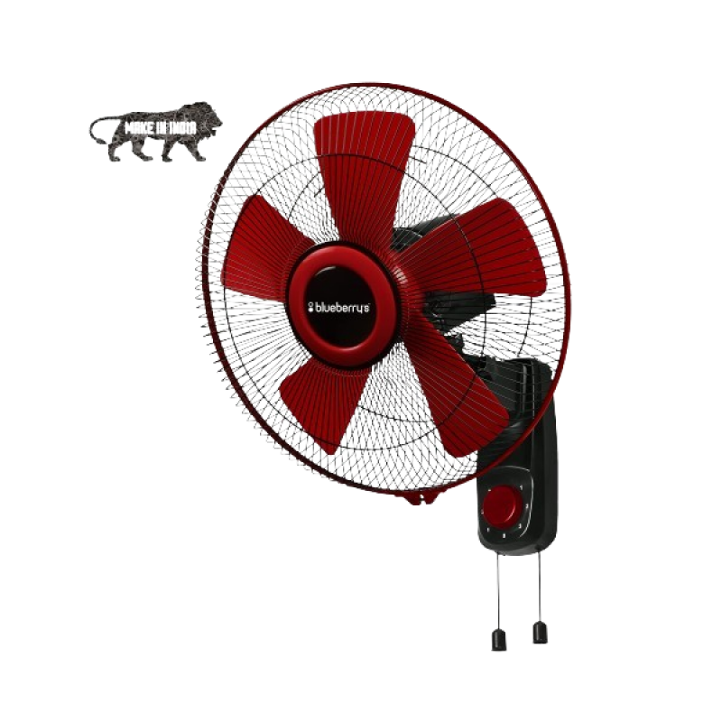 Blueberry OZON16 5 Leaf High Speed 400mm Wall Fan | Powerful Motor with Oscillation Control | Black Red Blueberry OZON16 5 Leaf High Speed 400mm Wall Fan | Powerful Motor with Oscillation Control | Black Red