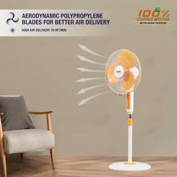 USHA Maxx Air High Speed Pedestal Fan | 400MM | Orange & White
