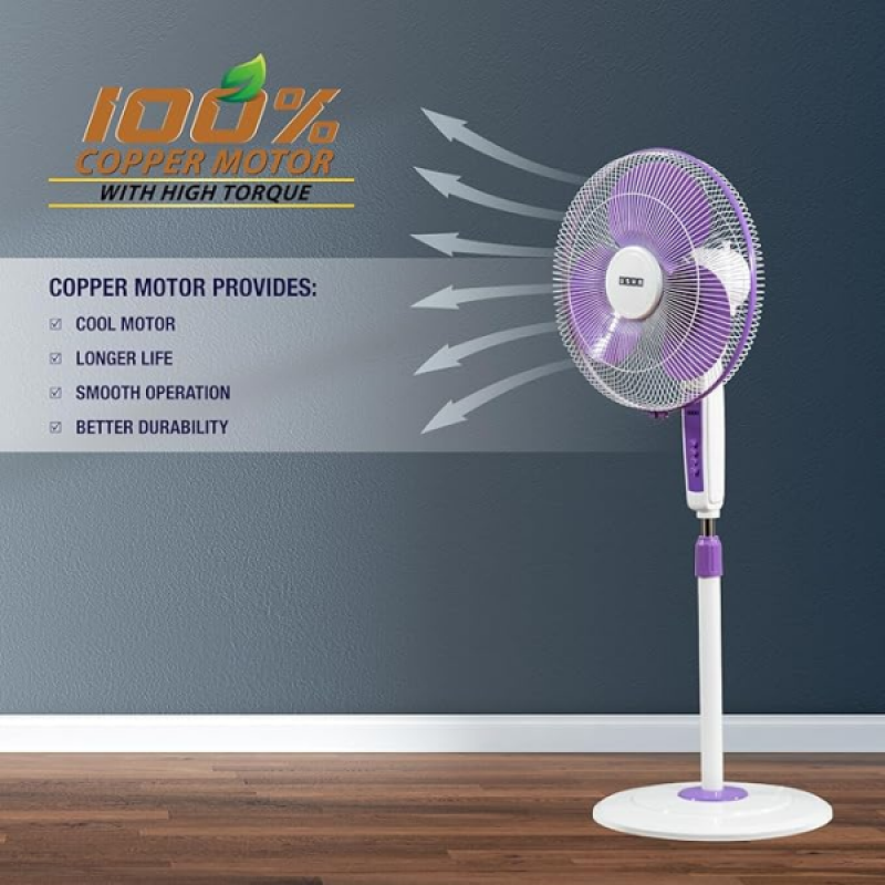 Usha Maxx Air Pedestal Fan | 400 mm | Purple & White Usha Maxx Air Pedestal Fan | 400 mm | Purple & White