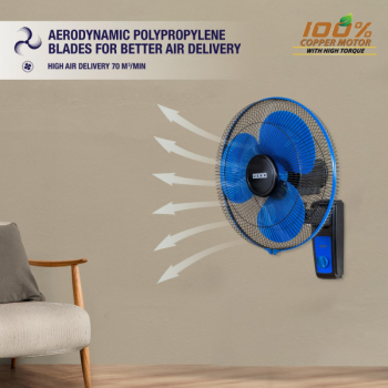 Usha Maxx Air Wall Fan | 400 mm | Blue & Black Usha Maxx Air Wall Fan | 400 mm | Blue & Black