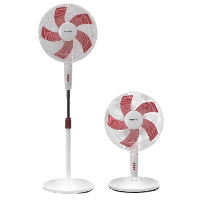 Impex Impulse Table pedestal 2 in 1 convertible fan | 400 mm | Red and White