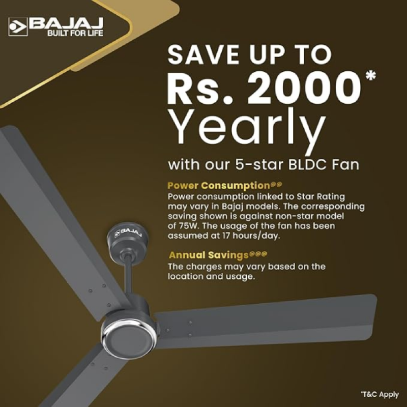 Bajaj Classico Sleek Plus Ceiling Fans | 1200mm | BLDC | Coal Grey Bajaj Classico Sleek Plus Ceiling Fans | 1200mm | BLDC | Coal Grey