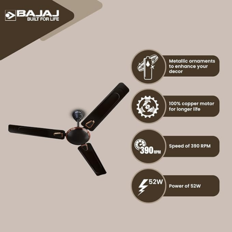 Bajaj Edge Hs Neo Deco Ee Ceiling Fans | 1200Mm | Choco Brown Bajaj Edge Hs Neo Deco Ee Ceiling Fans | 1200Mm | Choco Brown