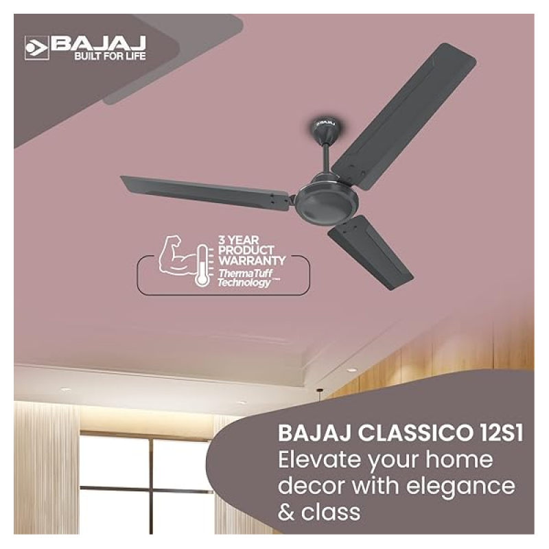Bajaj Classico Pro Ceiling Fan | 1200 mm | Coal Mine Grey Bajaj Classico Pro Ceiling Fan | 1200 mm | Coal Mine Grey