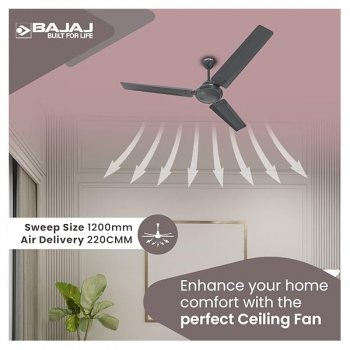 Bajaj Classico Pro Ceiling Fan | 1200 mm | Coal Mine Grey Bajaj Classico Pro Ceiling Fan | 1200 mm | Coal Mine Grey