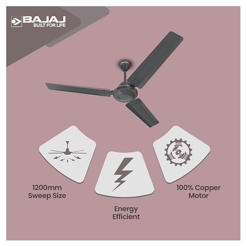 Bajaj Classico Pro Ceiling Fan | 1200 mm | Coal Mine Grey Bajaj Classico Pro Ceiling Fan | 1200 mm | Coal Mine Grey
