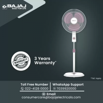 Bajaj ROBUSTO Pedestal Fan | 400 mm | Lavender White