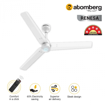 Atomberg Renesa Ceiling Fan with Remote | 1200mm | White | FG0295