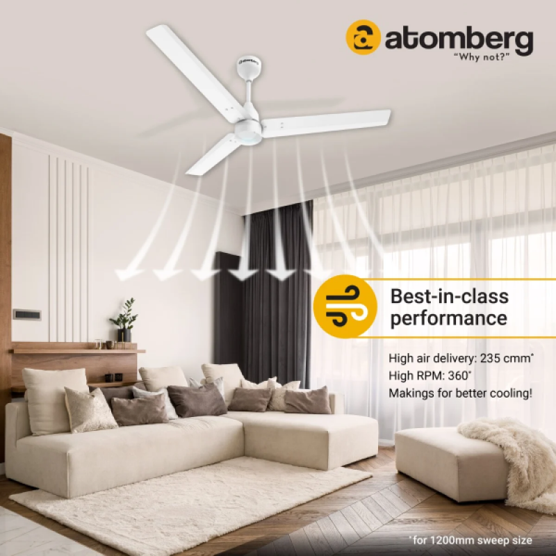 Atomberg Renesa Ceiling Fan with Remote | 1200mm | White | FG0295 Atomberg Renesa Ceiling Fan with Remote | 1200mm | White | FG0295