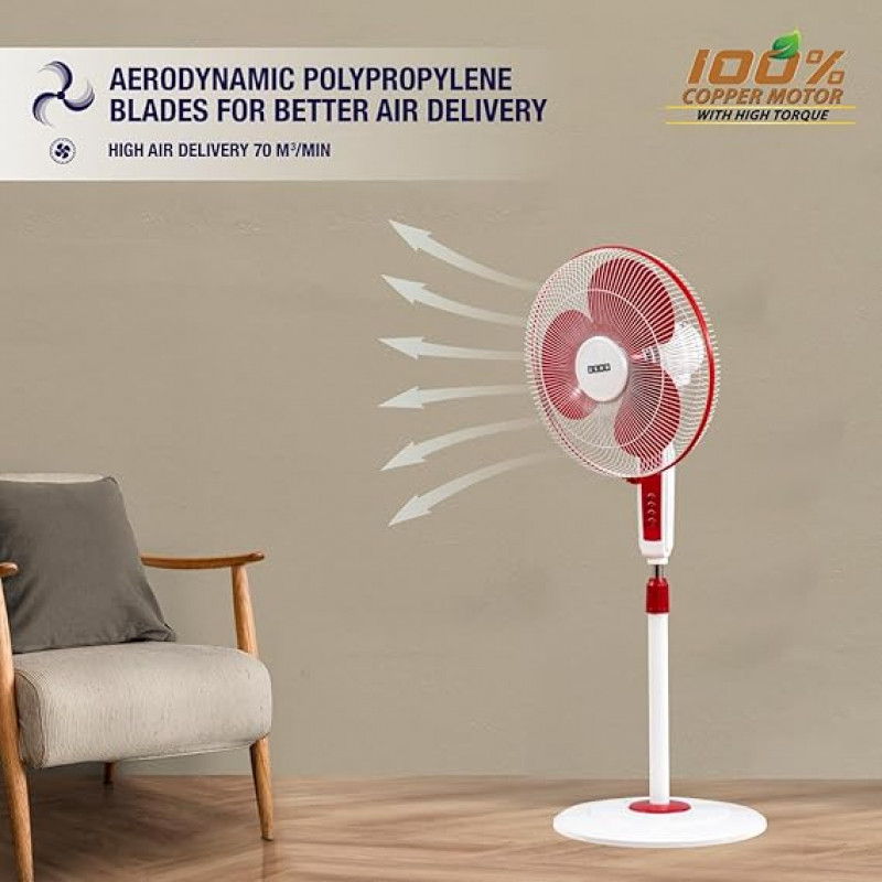 USHA Maxx Air Pedestal Fan | 400 mm | Red & White USHA Maxx Air Pedestal Fan | 400 mm | Red & White