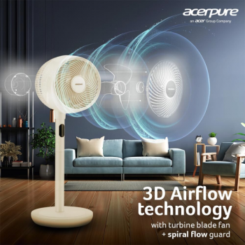 Acerpure Cozy F2 Air Circulator Pedestal Fan | Energy efficient & Whisper Quiet Large Room | Beige