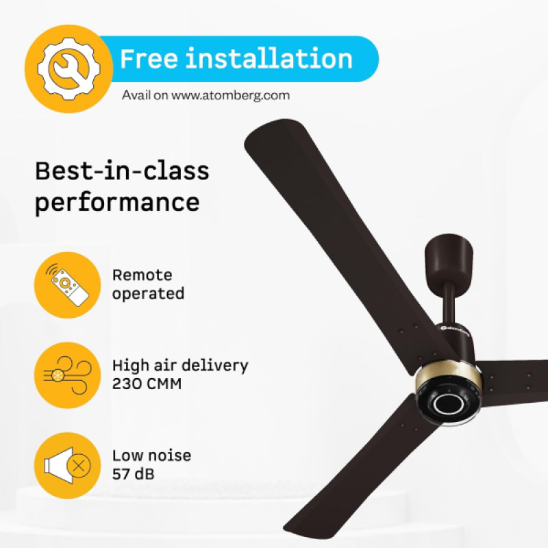 Atomberg Renesa Elite Ceiling Fan | 1200 mm | 3 Blade | BLDC Motor with Remote | Blaze Brown Atomberg Renesa Elite Ceiling Fan | 1200 mm | 3 Blade | BLDC Motor with Remote | Blaze Brown