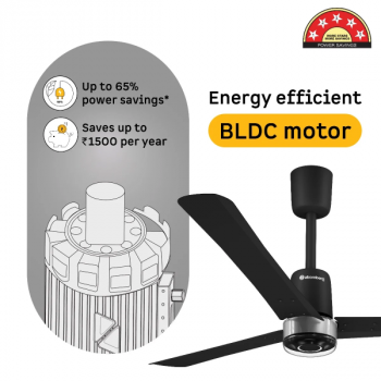 Atomberg Renesa Elite Ceiling Fan | 1200 mm | Remote Control & LED Indicators | Midnight Black
