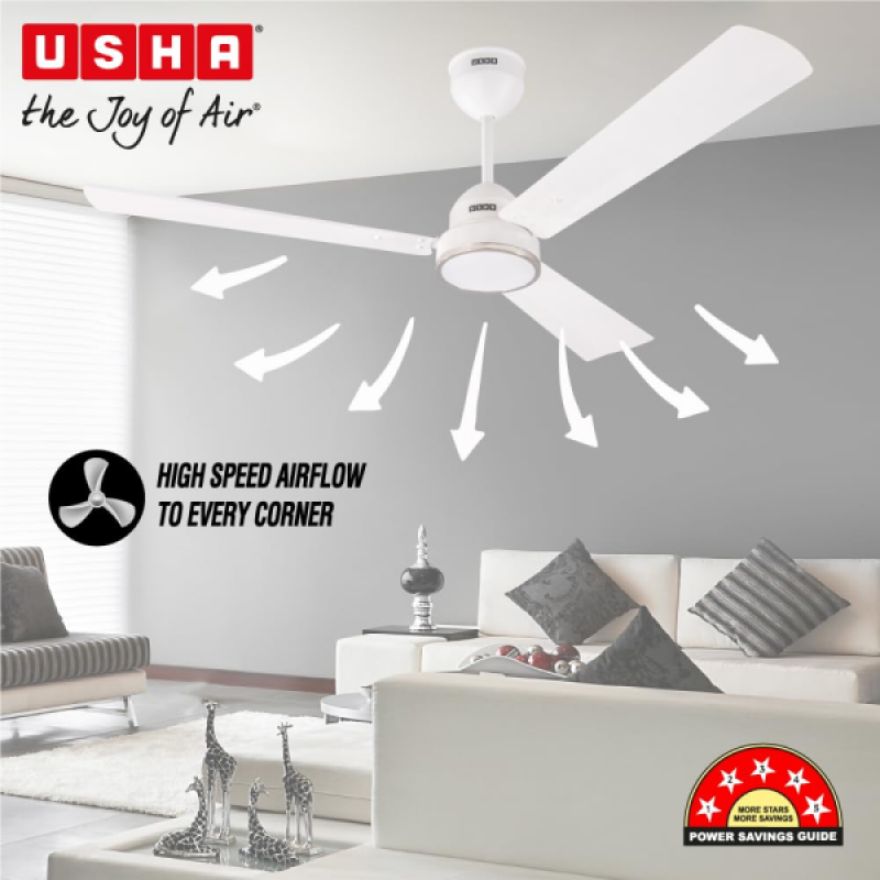 USHA AeroEdge BLDC Ceiling Fan | 1200mm | with RF Remote | White USHA AeroEdge BLDC Ceiling Fan | 1200mm | with RF Remote | White