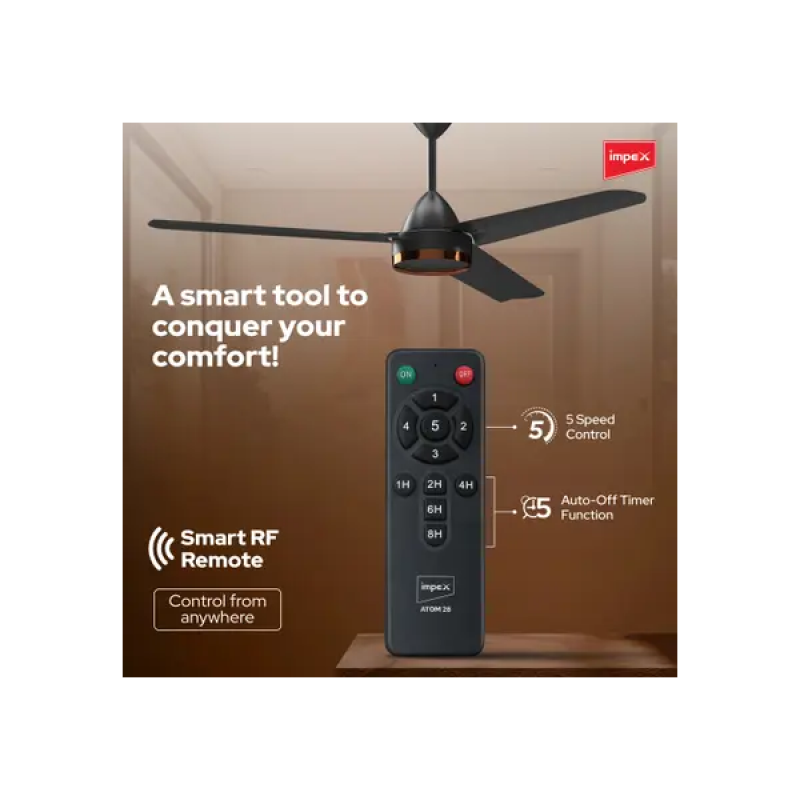Impex E-Saver BLDC Ceiling Fan with Remote Contro | 1200 mm | 5 star Rated Energy Efficient Ceiling Fan | Smoke Brown Impex E-Saver BLDC Ceiling Fan with Remote Contro | 1200 mm | 5 star Rated Energy Efficient Ceiling Fan | Smoke Brown