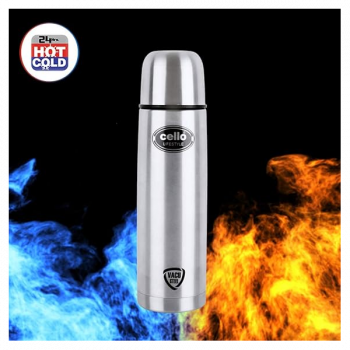 Cello Lifestyle Vacuum Insulated Flask with Thermal Jacket | 750 ml | Hot and Cold | Double Walled Stainless Steel Bottle