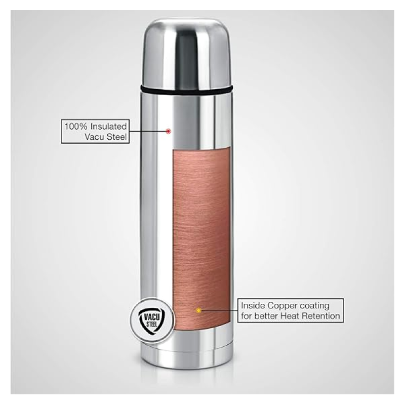 Cello Lifestyle Vacuum Insulated Flask with Thermal Jacket | 750 ml | Hot and Cold | Double Walled Stainless Steel Bottle Cello Lifestyle Vacuum Insulated Flask with Thermal Jacket | 750 ml | Hot and Cold | Double Walled Stainless Steel Bottle