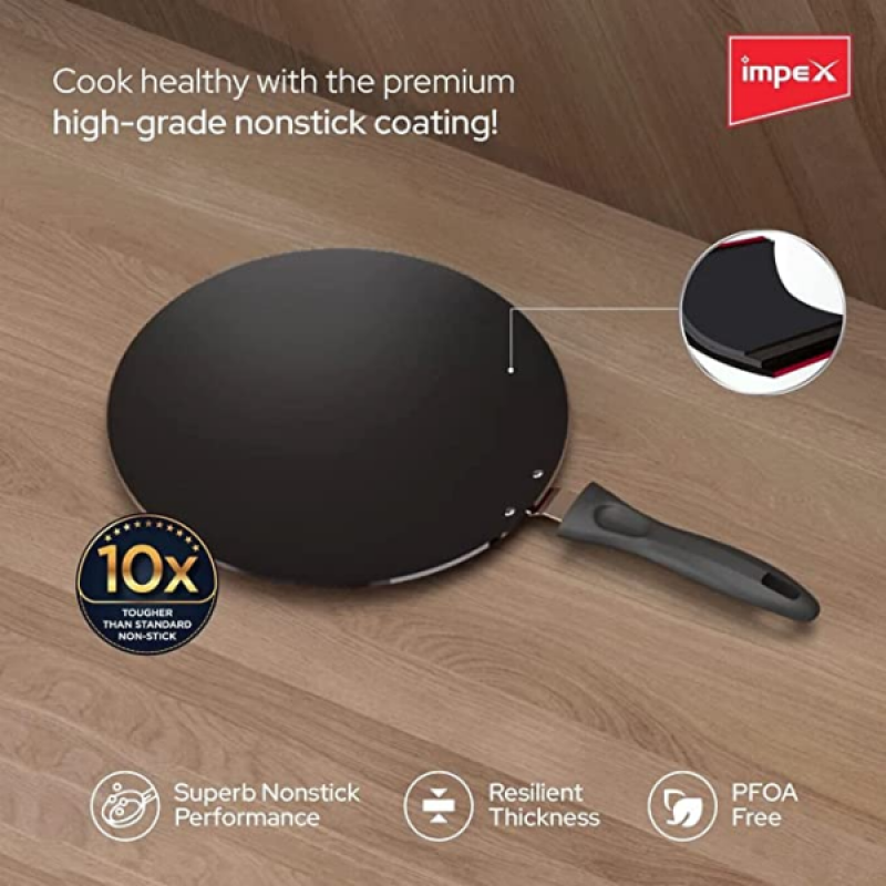 Impex ICTP-28 Nonstick Aluminium Concave Tawa Pan | 28 cm | Cherry Red Impex ICTP-28 Nonstick Aluminium Concave Tawa Pan | 28 cm | Cherry Red