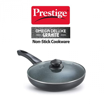 Prestige Aluminium Omega Deluxe Granite Fry Pan with Lid | 26 cm | Black Prestige Aluminium Omega Deluxe Granite Fry Pan with Lid | 26 cm | Black