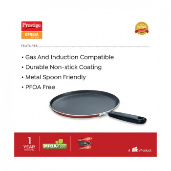 Prestige Omega Deluxe Aluminium Induction Base Non Stick Omni Tawa | 28 cm | Red Prestige Omega Deluxe Aluminium Induction Base Non Stick Omni Tawa | 28 cm | Red