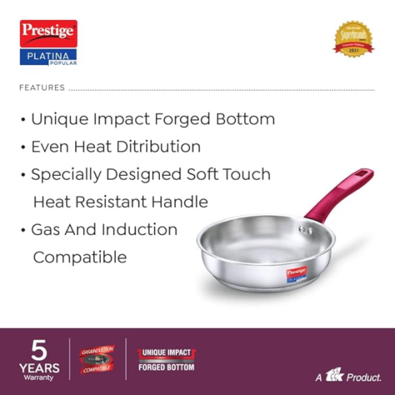 Prestige Platina Fry Pan | 240mm | Stainless Steel | 36879 Prestige Platina Fry Pan | 240mm | Stainless Steel | 36879