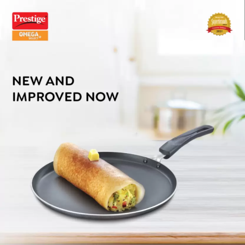 Prestige Omega Select Plus Non-stick Omni Tawa | 27.5 cm diameter | Aluminium Prestige Omega Select Plus Non-stick Omni Tawa | 27.5 cm diameter | Aluminium