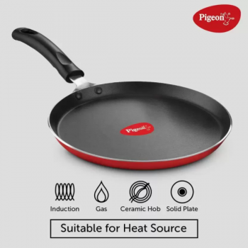 Pigeon Storm Flat Non-stick Tawa | Induction Base Tawa | 27 cm diameter | Aluminium Pigeon Storm Flat Non-stick Tawa | Induction Base Tawa | 27 cm diameter | Aluminium