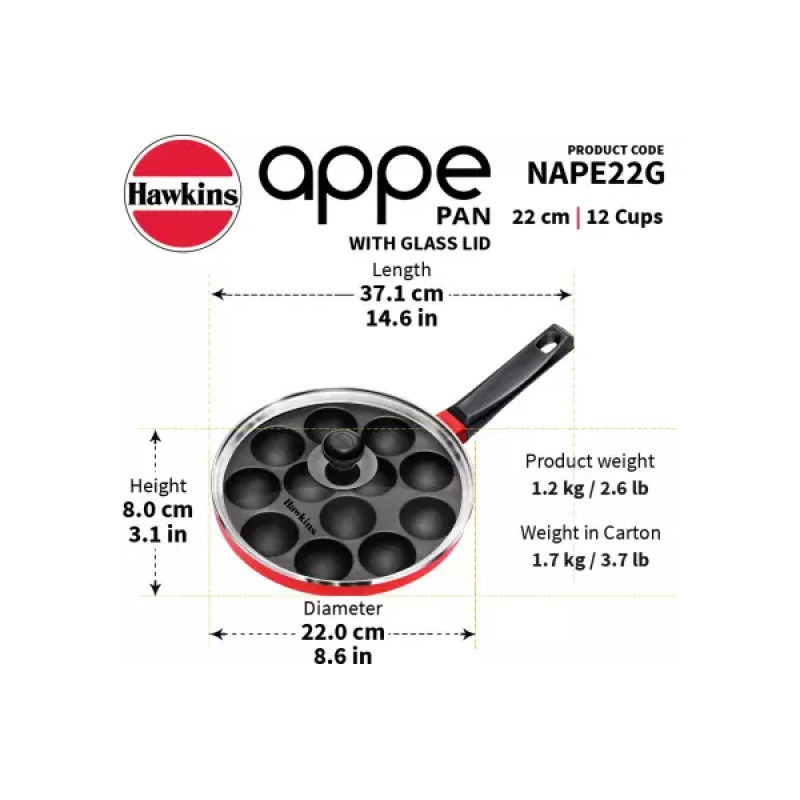 Hawkins 12 Cups | NAPE22G | 1.5 L | 22 cm | Non-stick | Aluminium Hawkins 12 Cups | NAPE22G | 1.5 L | 22 cm | Non-stick | Aluminium