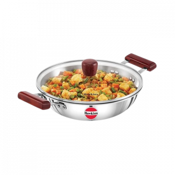 Hawkins Deep Fry Pan | 2.5 Litre | Triply Stainless Steel Kadai | Flat Bottom Induction Kadhai | Silver | SSD25G